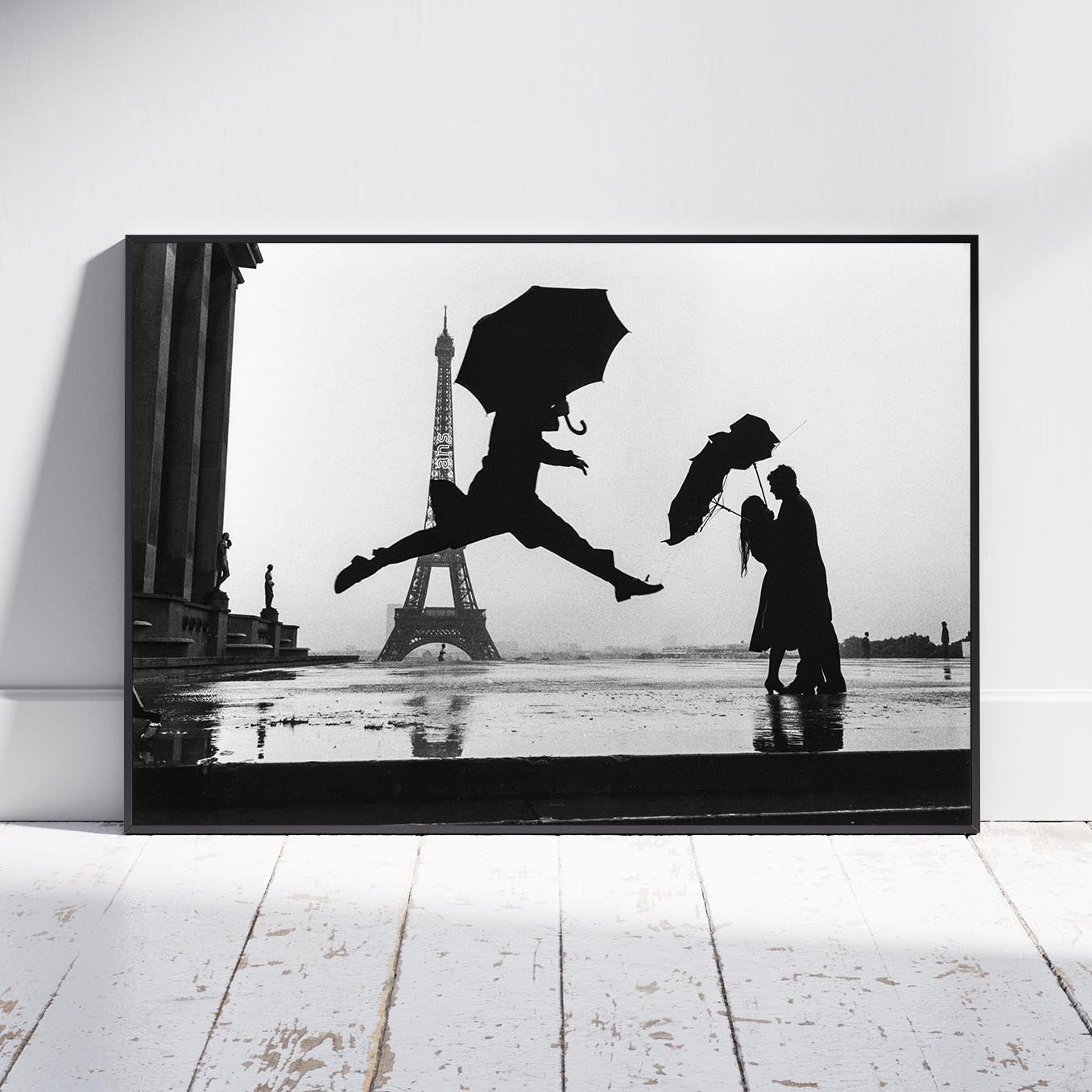 Fine Art Photo by Elliott Erwitt, Umbrella Jump Print Poster