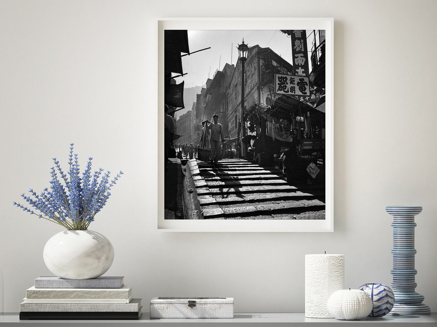 Fine Art Photo by Fan Ho, Ladder Street Vintage Print Poster, Hong Kong, 1961 ٠ 何藩 Ho Fan