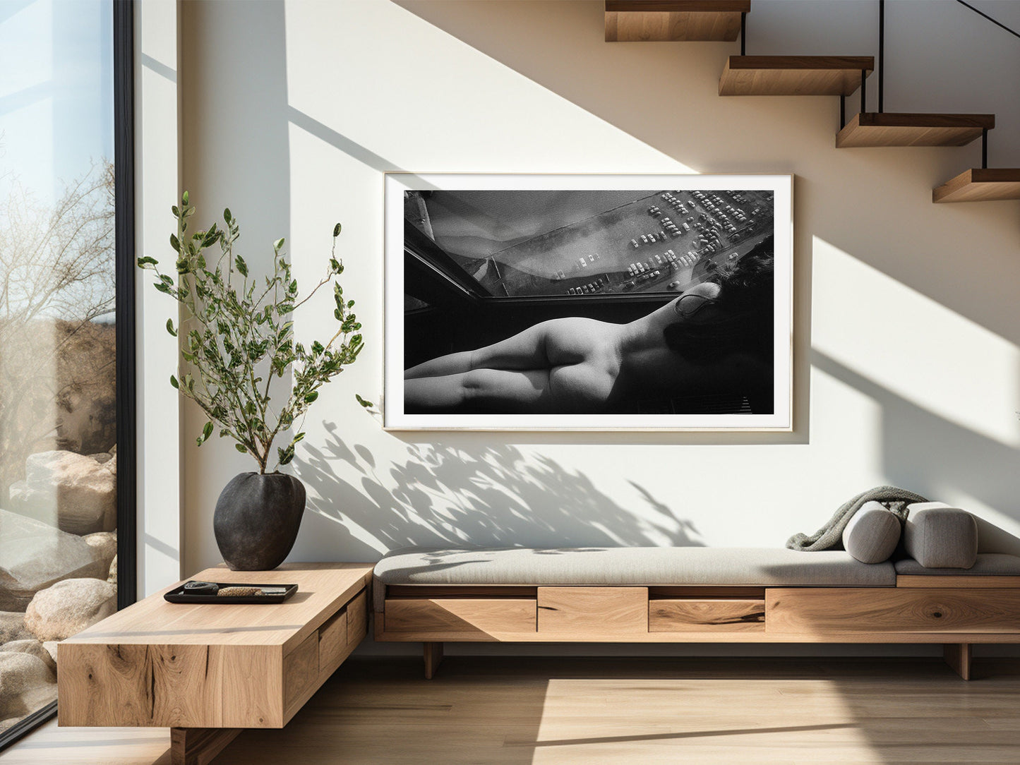 Nude Print Poster, Erotic Photography, by Lucien Clergue, Denise on the Lake, Chicago, 1976