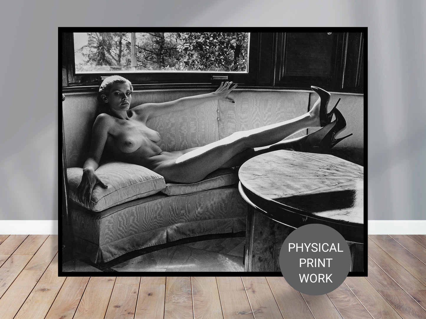 Helmut Newton Print Poster, Sylvia Reclining nude inside the house, Brescia, Italie, 1981