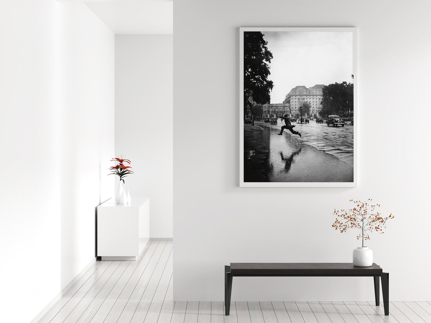 Flooded road near Hyde Park in London Print Poster, 3rd August 1939