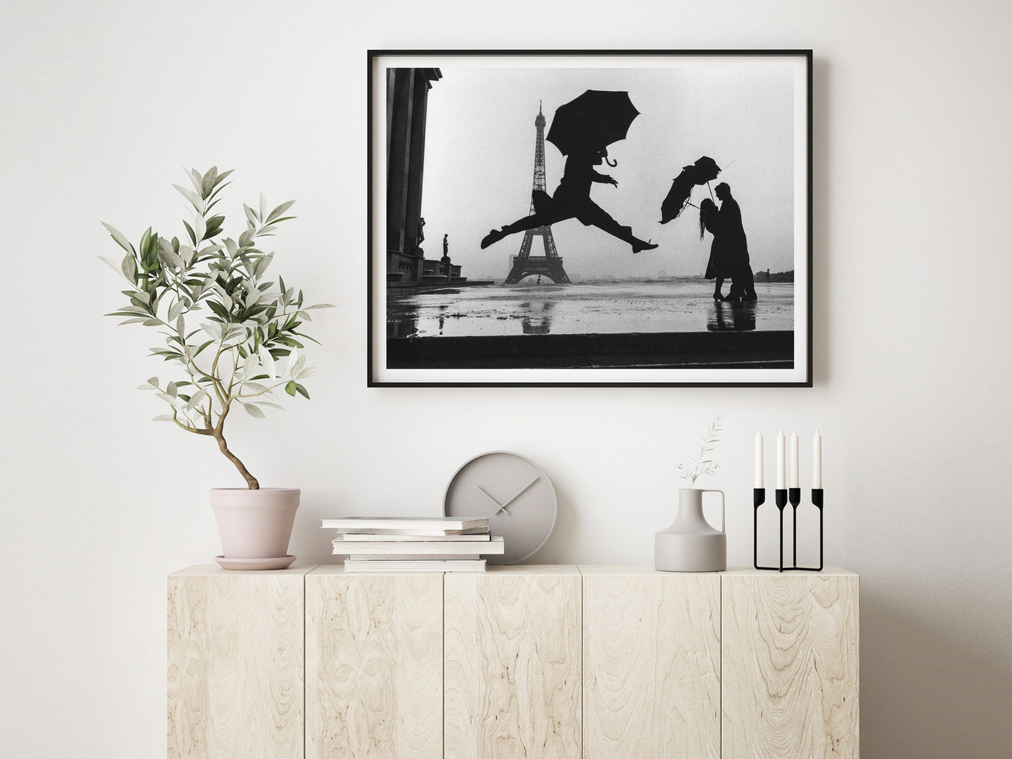 Fine Art Photo by Elliott Erwitt, Umbrella Jump Print Poster, Paris, France, 1989