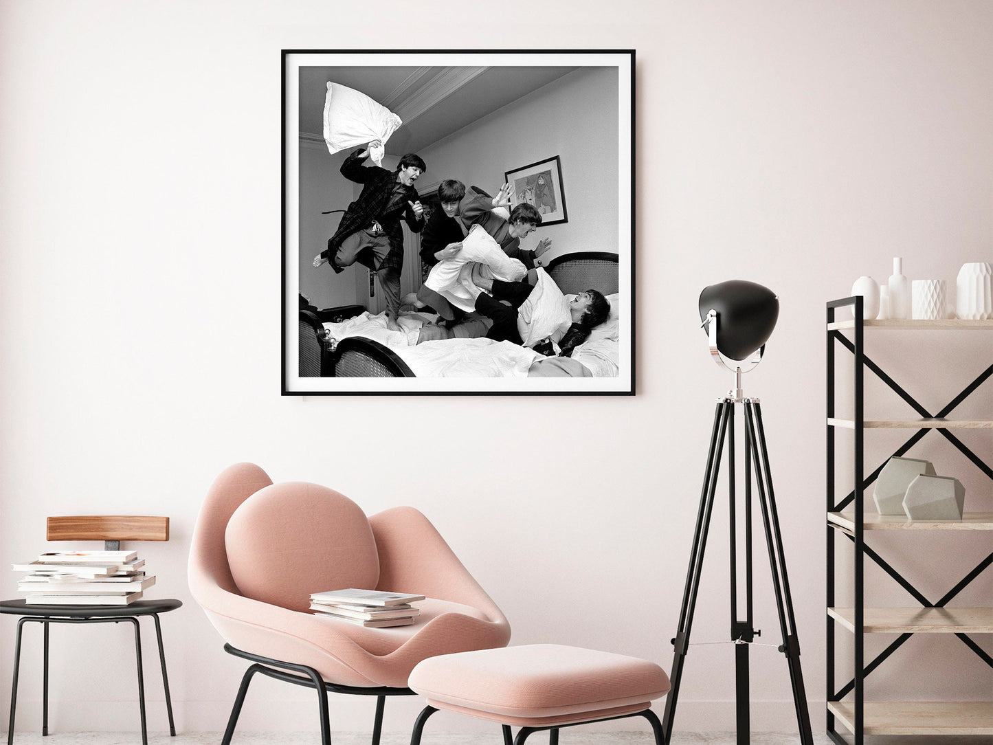Fine Art Photo by Harry Benson, The Beatles Pillow Fight Print Poster, Paris, 1964
