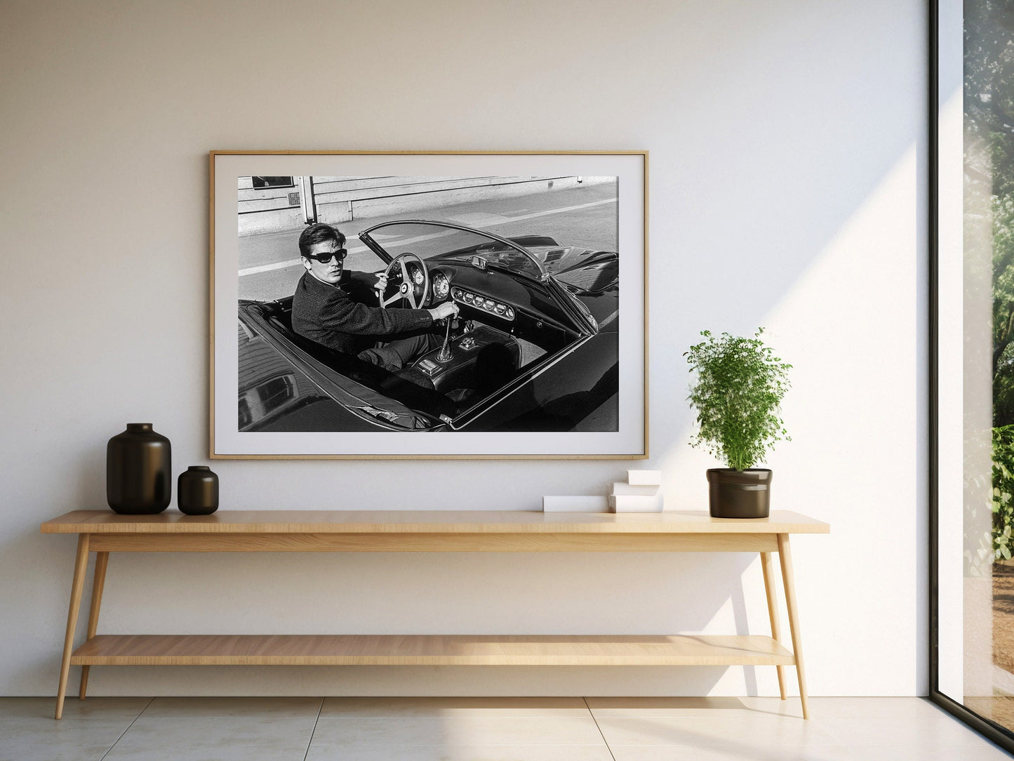 Fine Art Photo of Alain Delon driving his classic Ferrari 250 California Spyder, 1964