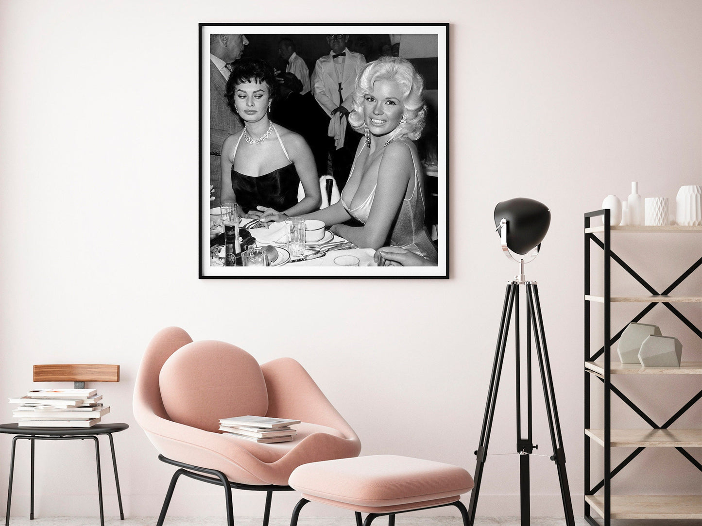 Jayne Mansfield and Sophia Loren Print Poster, Paramount party, USA, 1957, Hollywood Photo Archive
