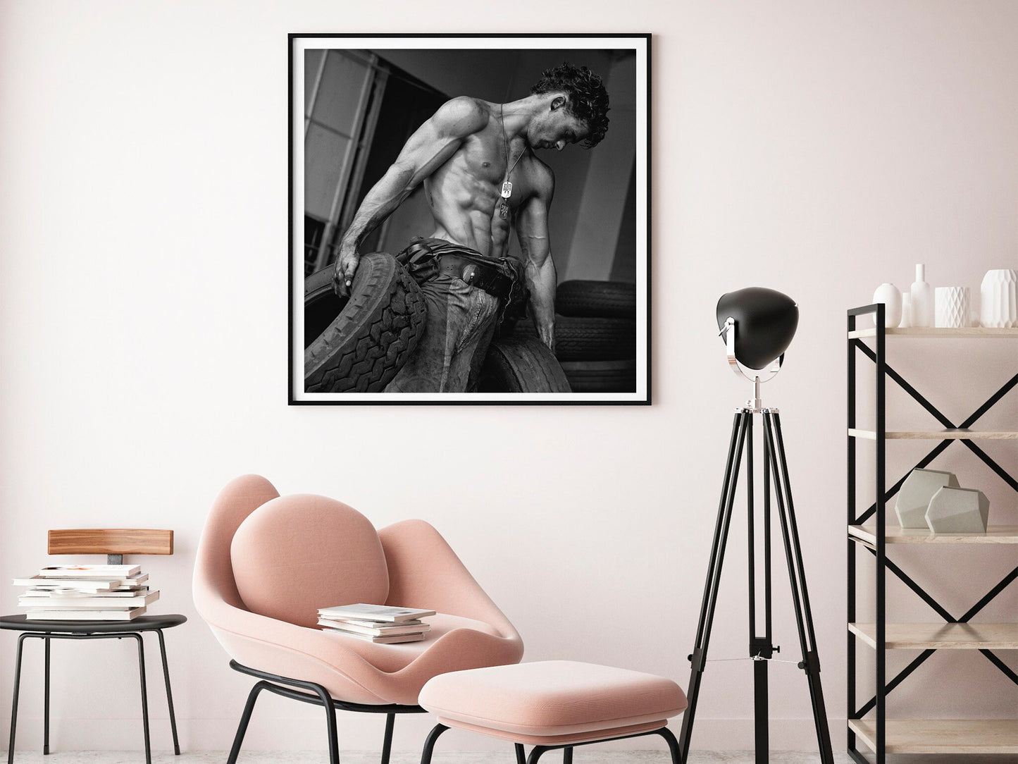 Herb Ritts Print Poster, Erotic Photography, Fred with Tires II, Hollywood, 1984