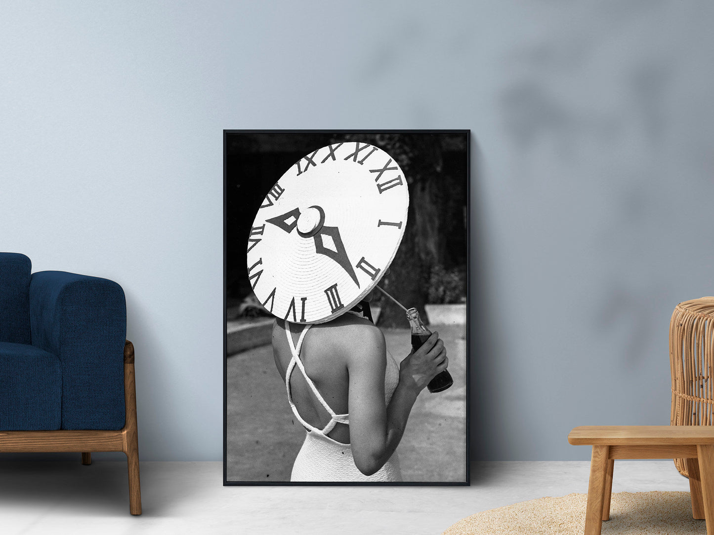 Sundial Hat Poster, British dancer Rosemary Andree wearing a sunhat with a clock face design on a summer's day at the Roehampton Pool
