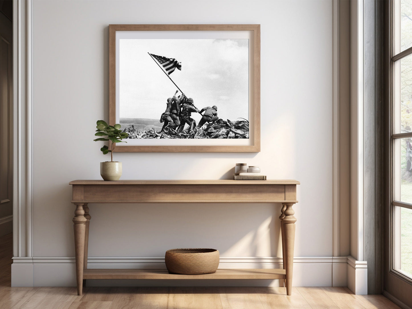 Raise the American Flag Poster, Marines of the 28th Regiment of the 5th Division raise the American flag atop Mt. Suribachi, Iwo Jima, 1945