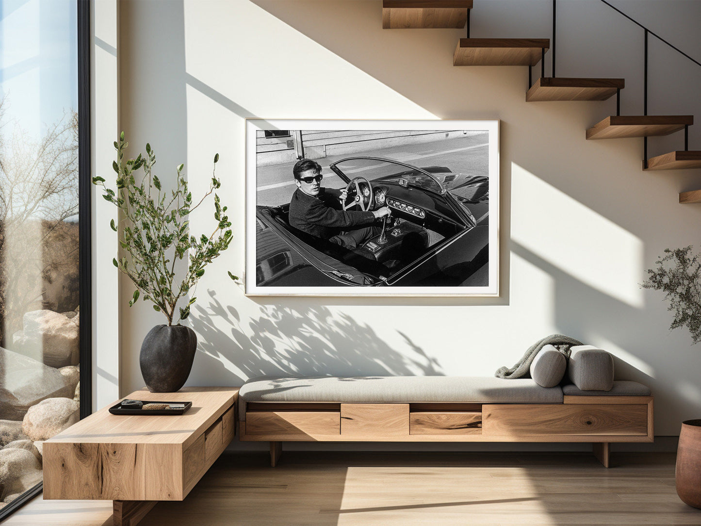 Fine Art Photo of Alain Delon driving his classic Ferrari 250 California Spyder, 1964