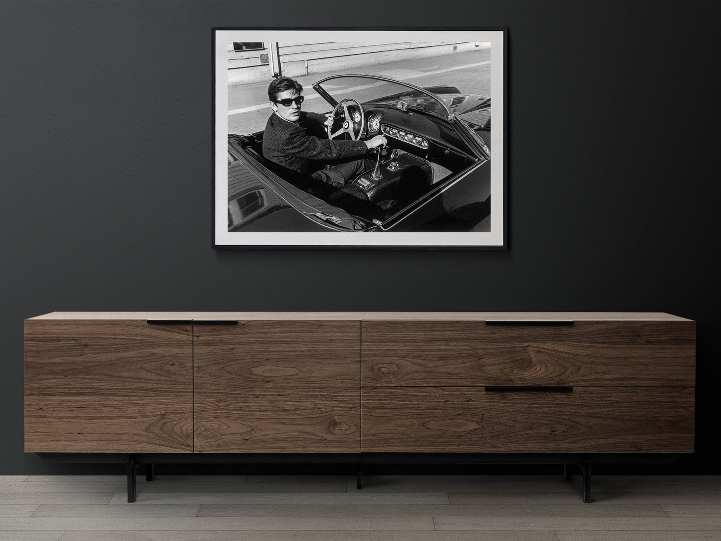 Fine Art Photo of Alain Delon driving his classic Ferrari 250 California Spyder, 1964