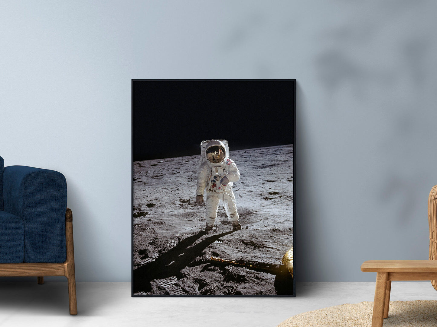 Astronaut Edwin Aldrin walks on lunar surface, Moon, 1969, NASA Original Photo