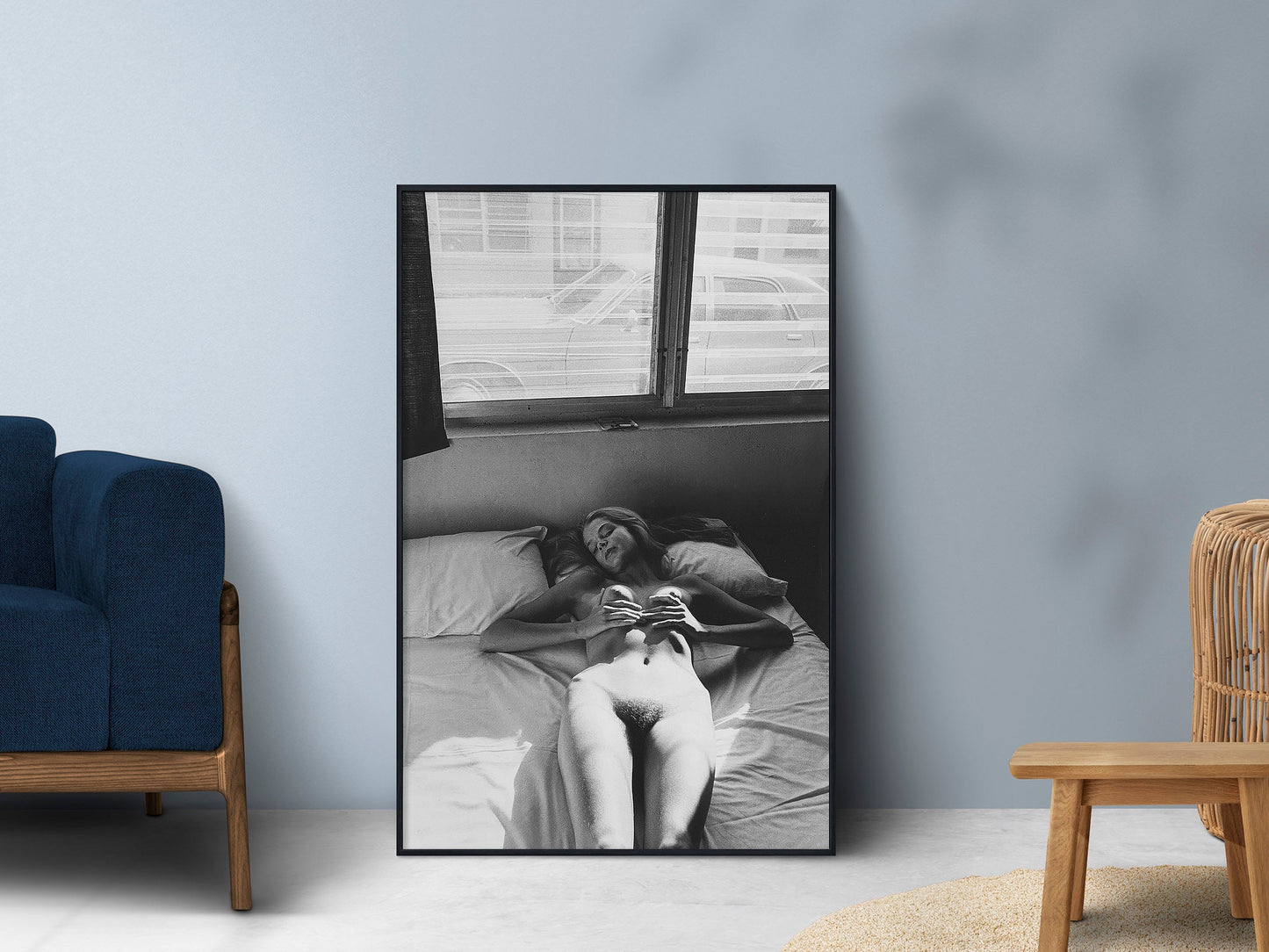 Helmut Newton Print Poster, Kristin Bell (on Bed), 1976