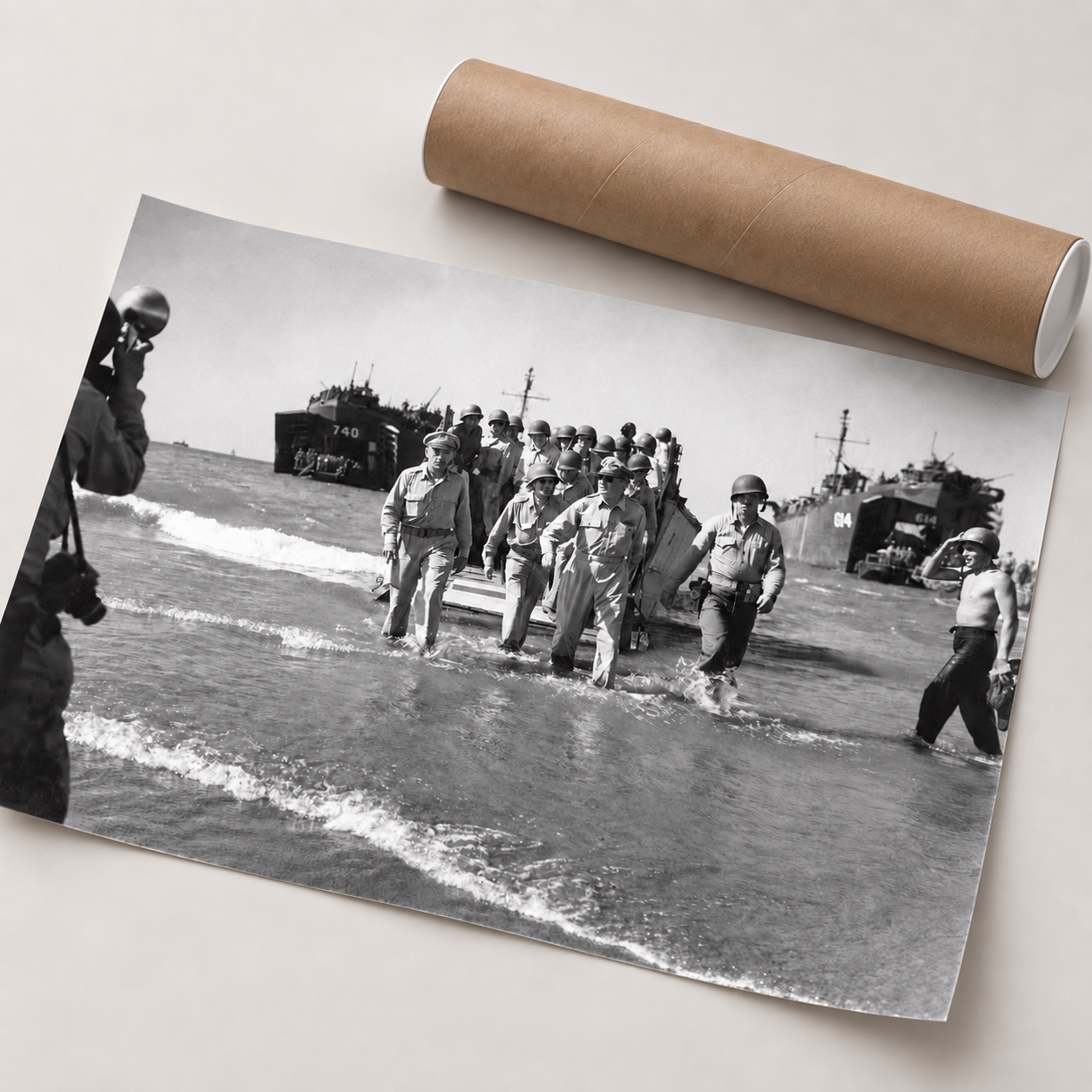 General Douglas MacArthur Landing at Luzon, Philippines, 1945 by Carl Mydans