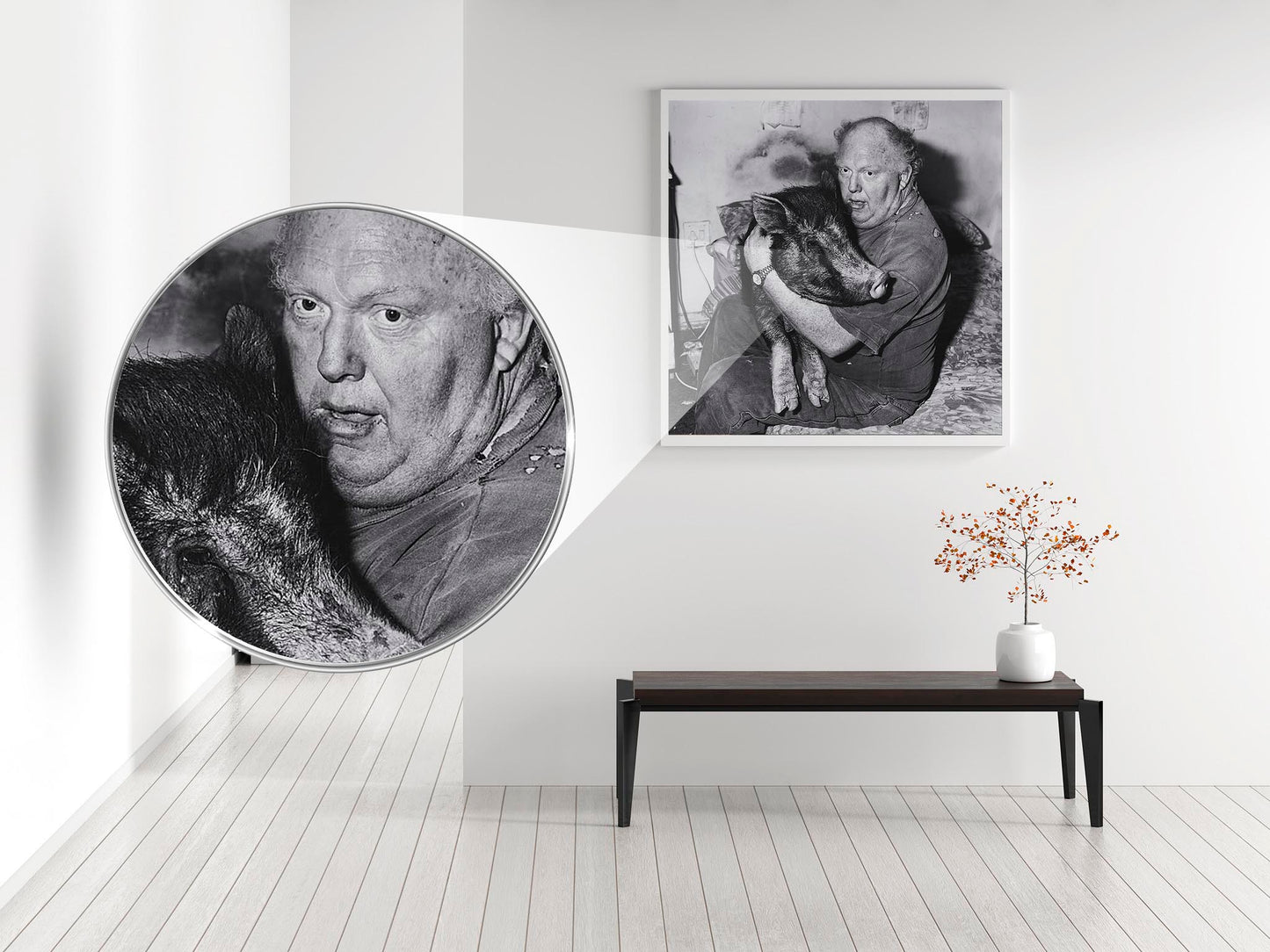 Fine Art Photo by Roger Ballen, Brian with Pet Pig Print Poster, 1998