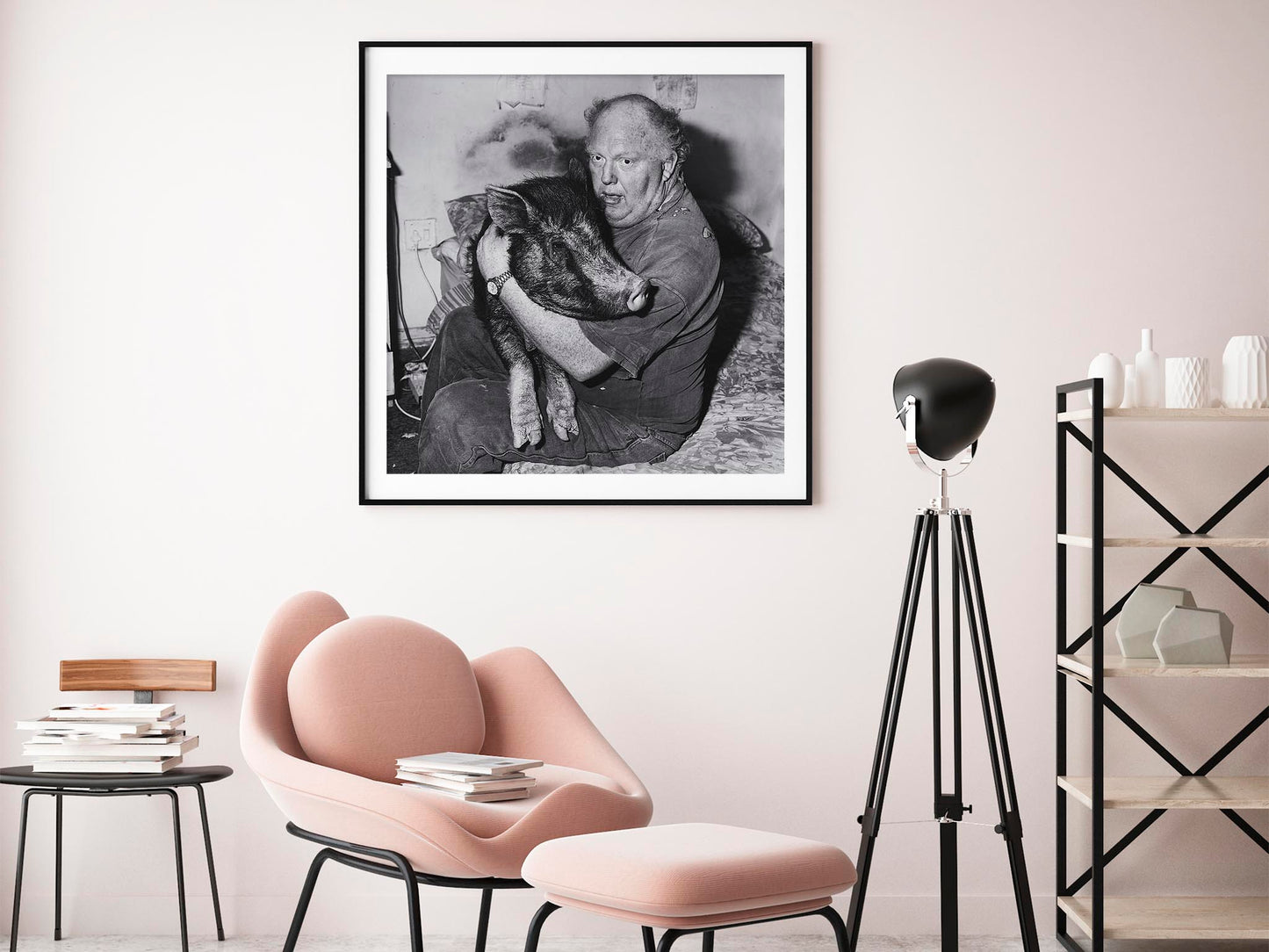 Fine Art Photo by Roger Ballen, Brian with Pet Pig Print Poster, 1998