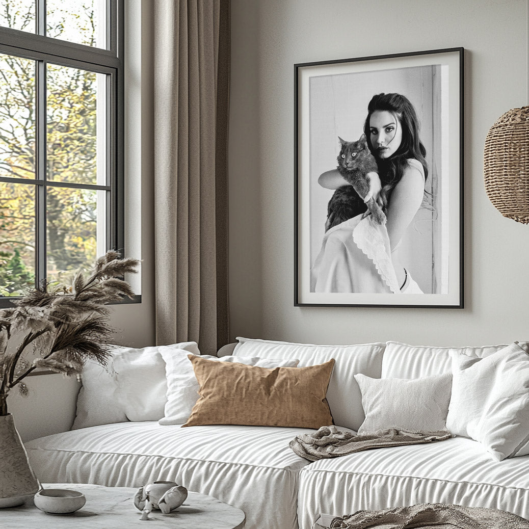 Fine Art Photo Lana del Rey With a Cat Aesthetic Print Poster