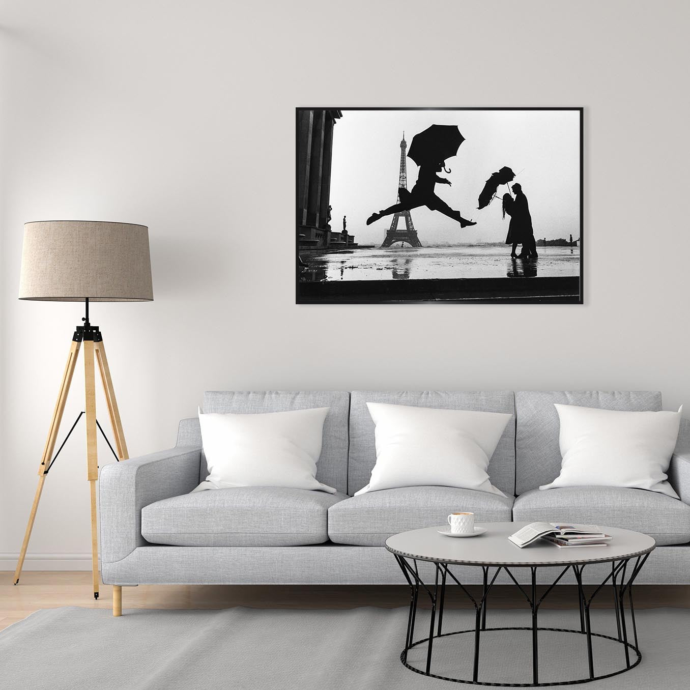 Fine Art Photo by Elliott Erwitt, Umbrella Jump Print Poster, Paris, France, 1989