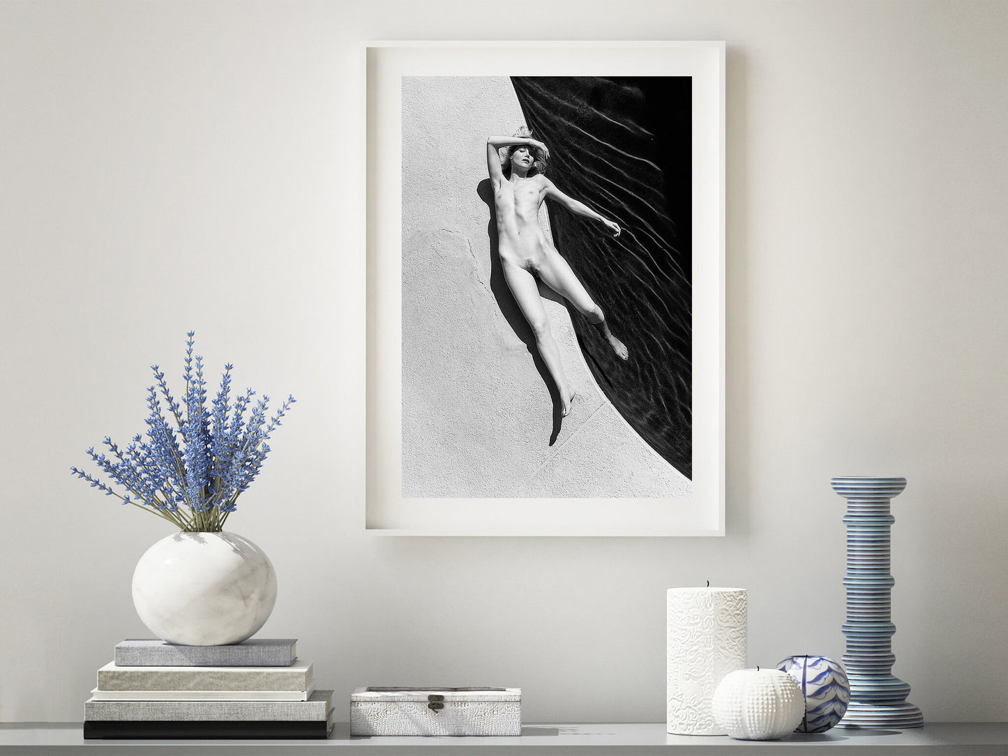 Naked Print Poster, Rachelle Poolside, Hollywood 2000, Erotic Photography by Georg Holz, Natural Beauty, Artistic Nude