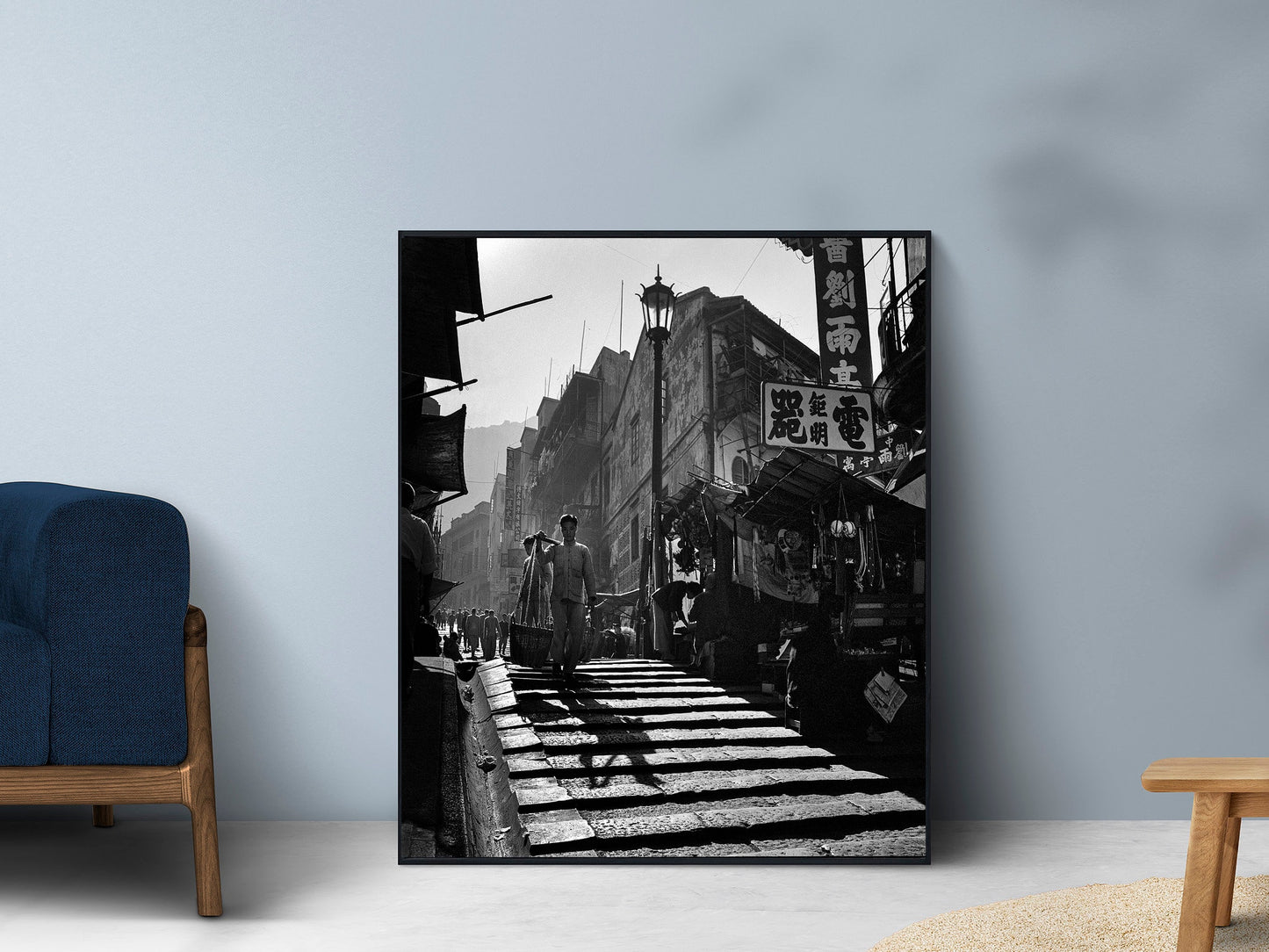 Fine Art Photo by Fan Ho, Ladder Street Vintage Print Poster, Hong Kong, 1961 ٠ 何藩 Ho Fan