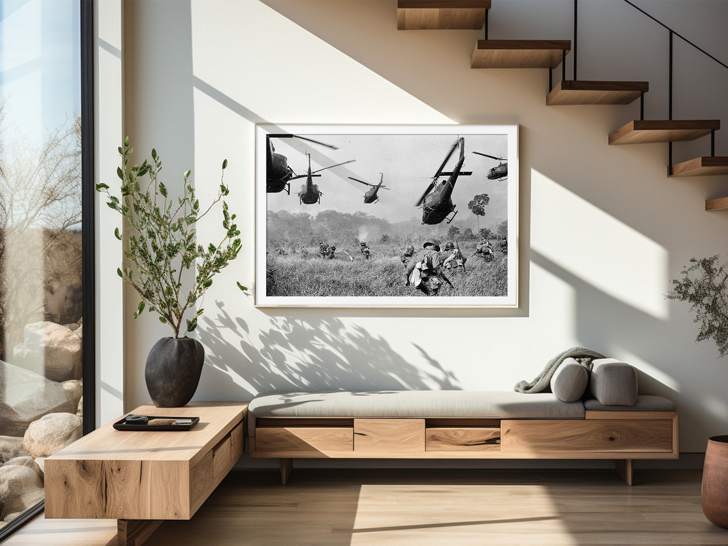 UH-1 Huey Transports dropping off Infantry Print Poster, Vietnam, 1965